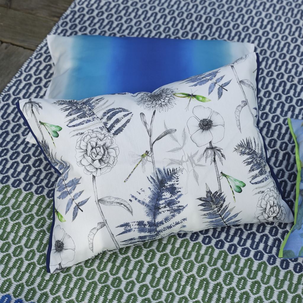 Acanthus Outdoor Floral Cushion By Designers Guild In Indigo Blue